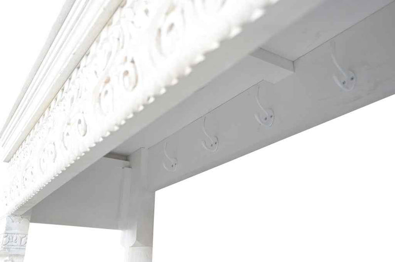 70" White Floral Solid Wood Solid Wood Storage Bench with Flip Top