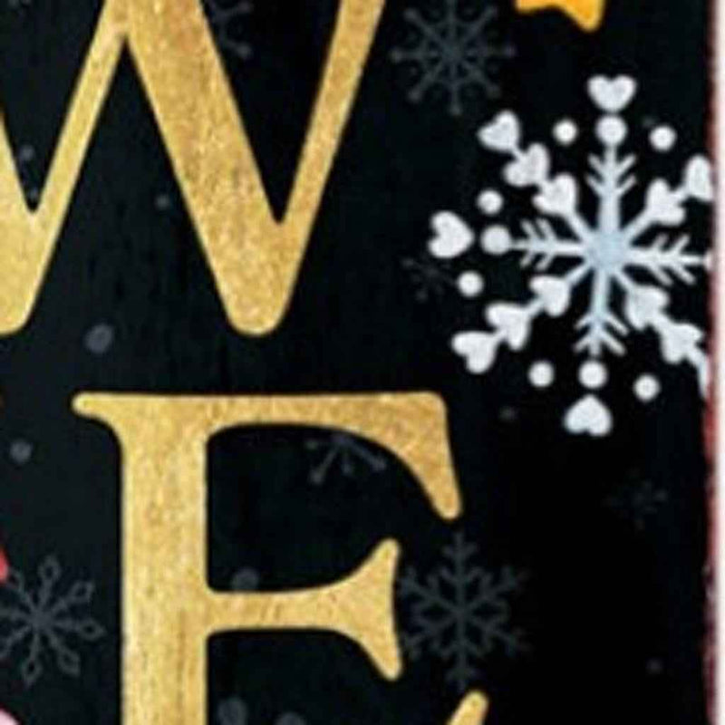 36" Black Gold And Red Solid Wood Welcome Christmas Santa Porch Sign