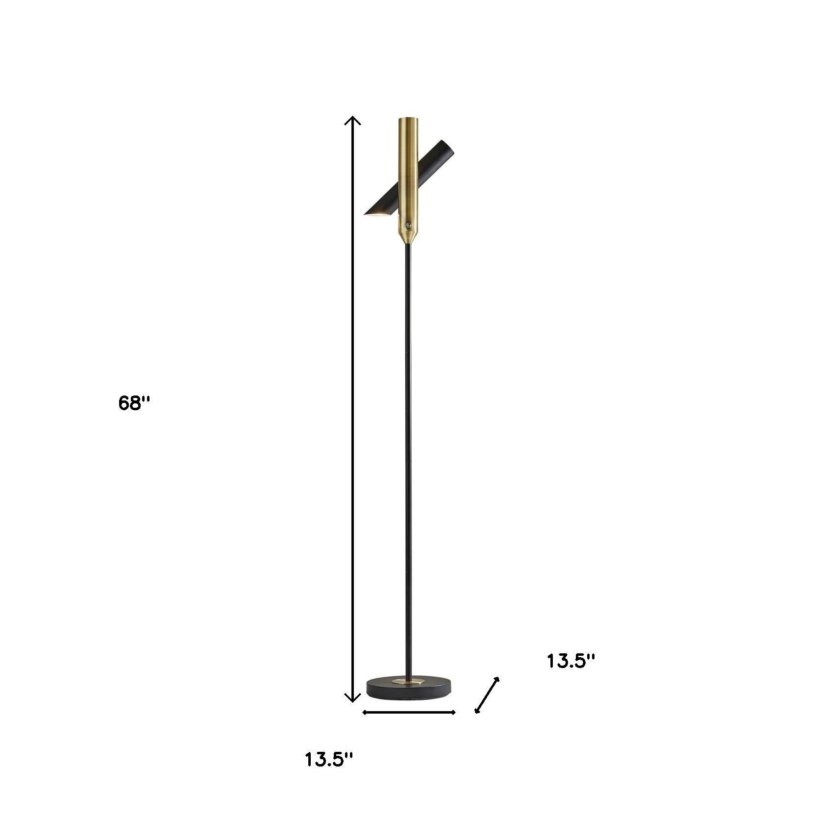 68" Black Metal LED Floor Lamp With Black Metal Cylinder Shade - Lighting