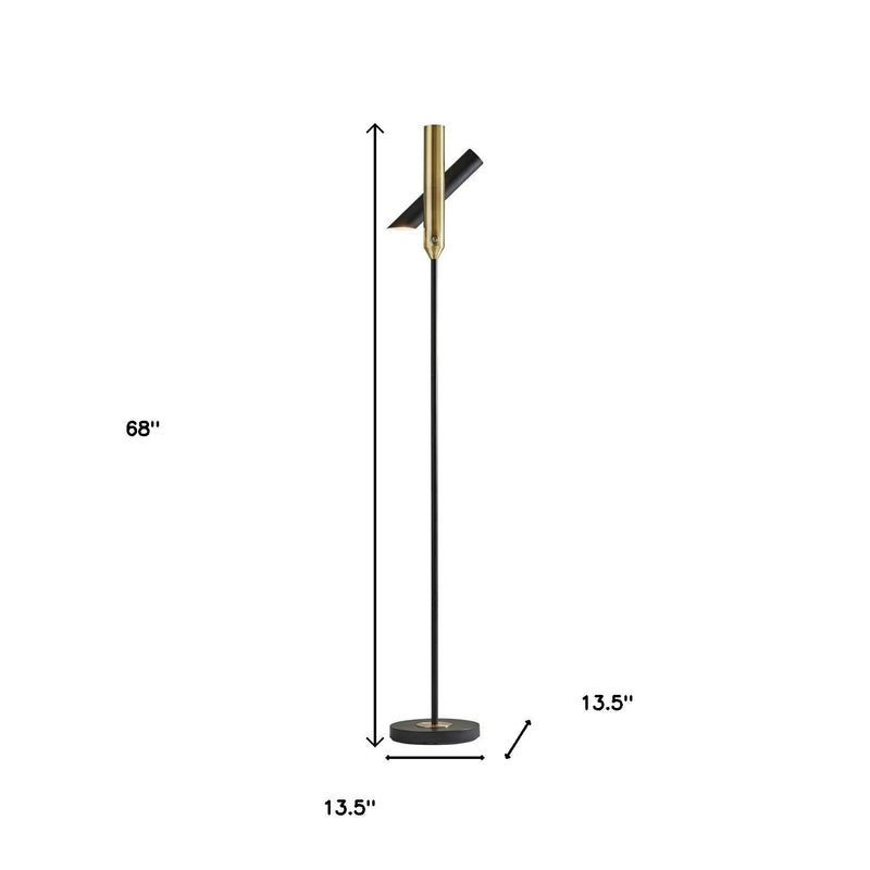 68" Black Metal LED Floor Lamp With Black Metal Cylinder Shade - Lighting