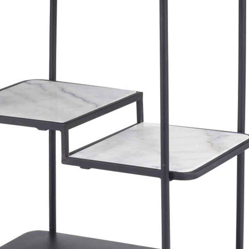 25" Black Steel Round Rolling Bar Cart