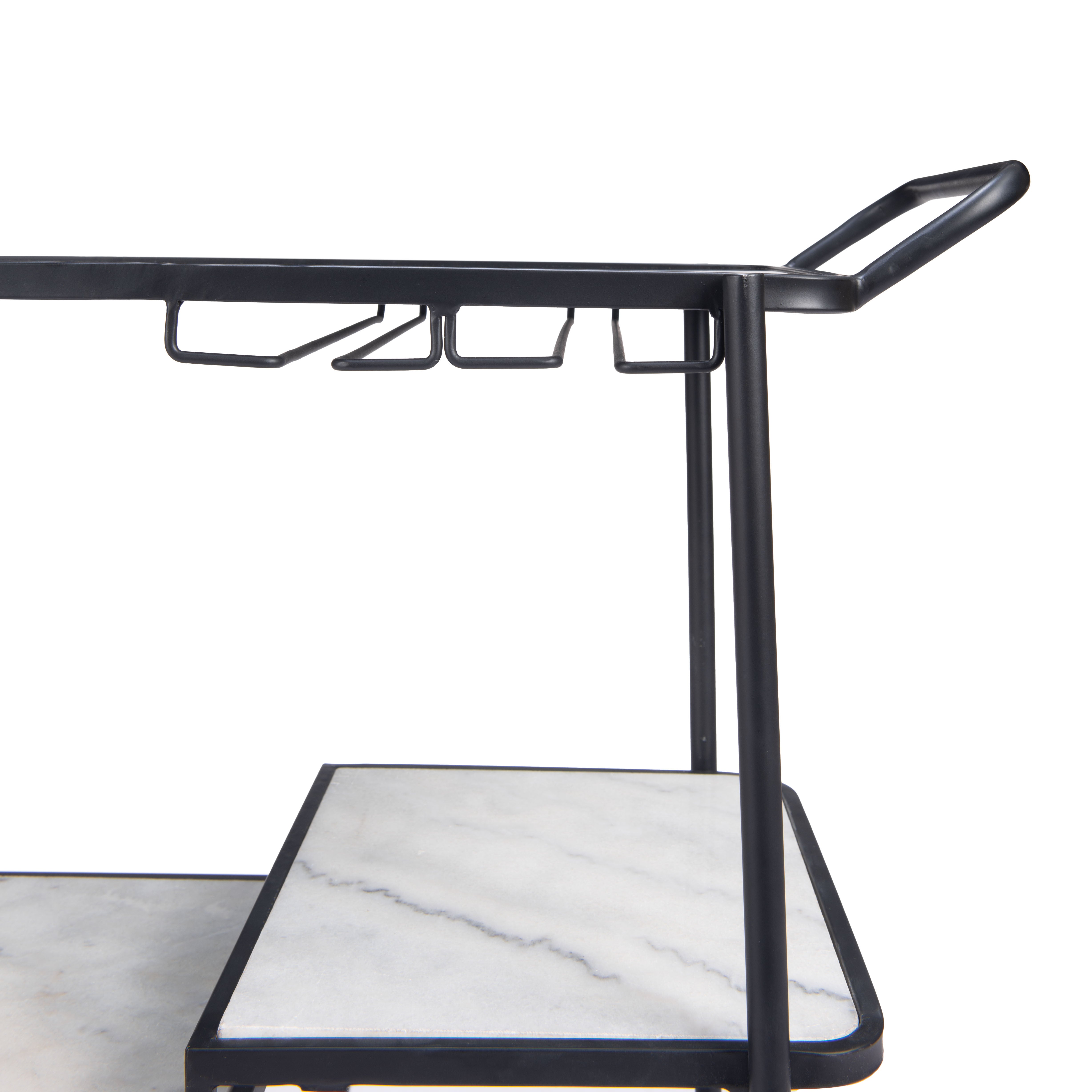 25" Black Steel Round Rolling Bar Cart - GreatEagleInc