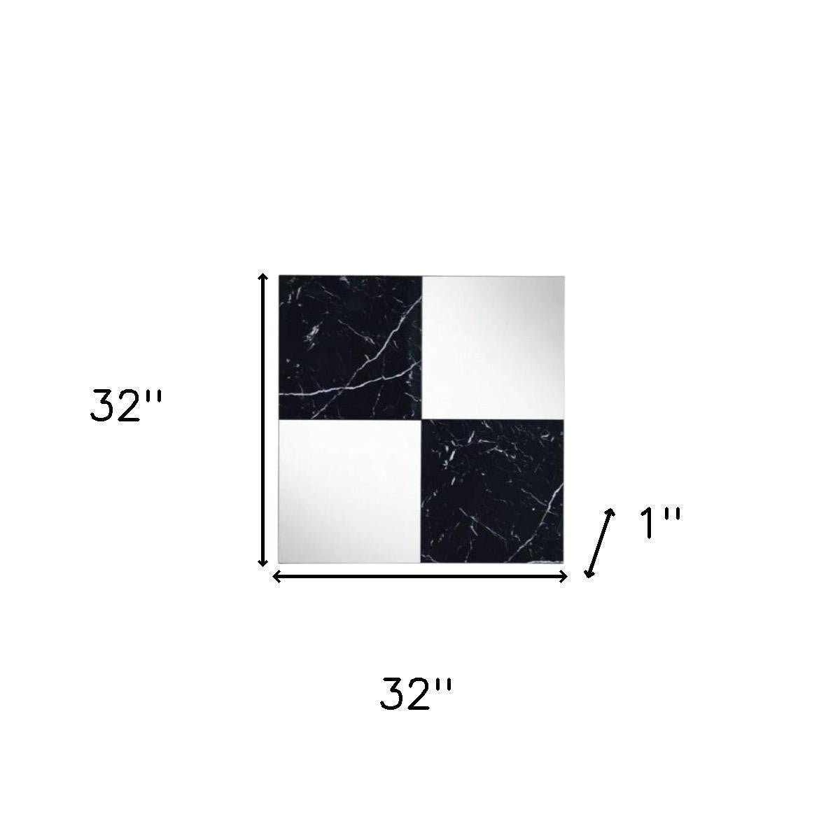 32" Black And Gray Square Wood composite Framed Accent Mirror - Bed & Bath