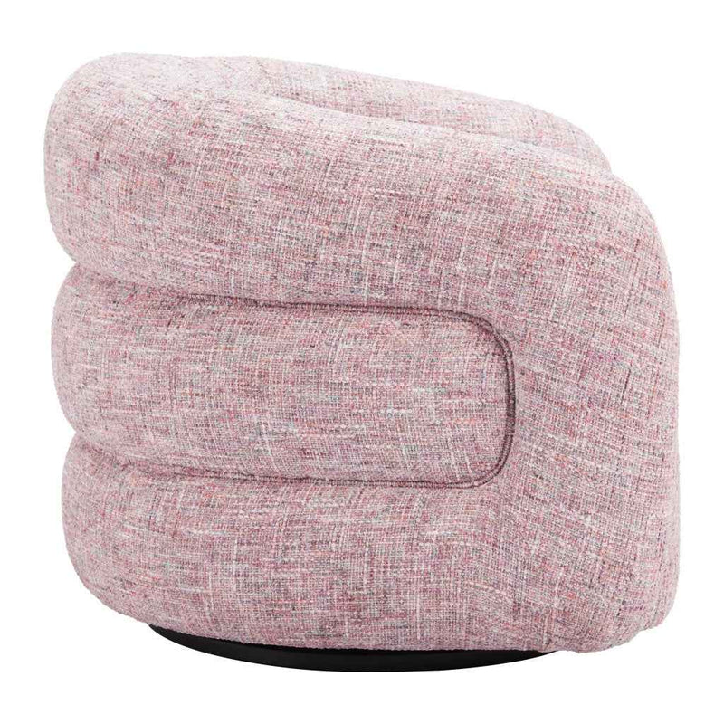 33" Pink Upholstered Swivel Arm Chair