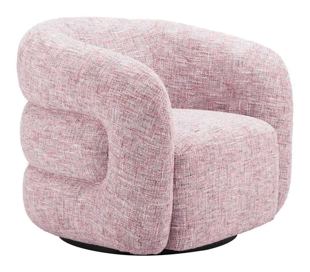 33" Pink Upholstered Swivel Arm Chair