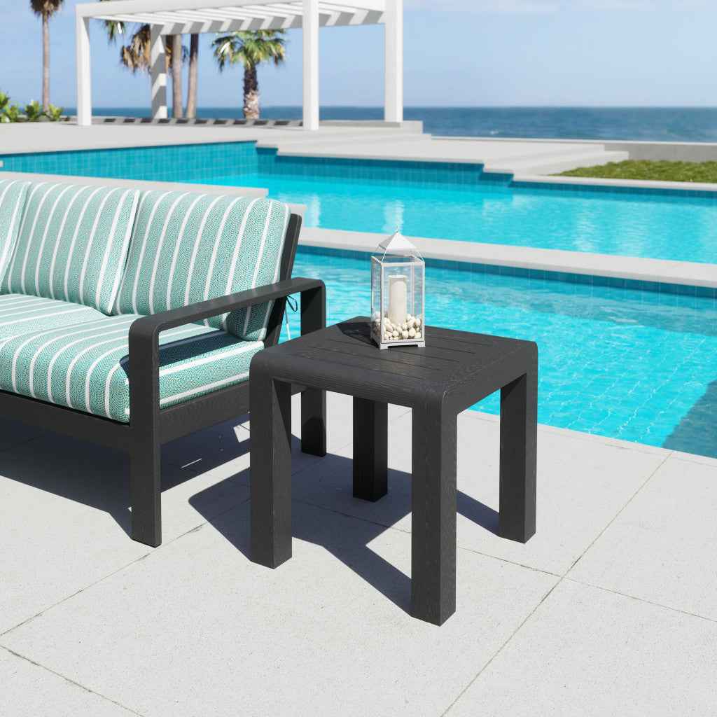 22" Black Aluminum Square Pedestal End Table