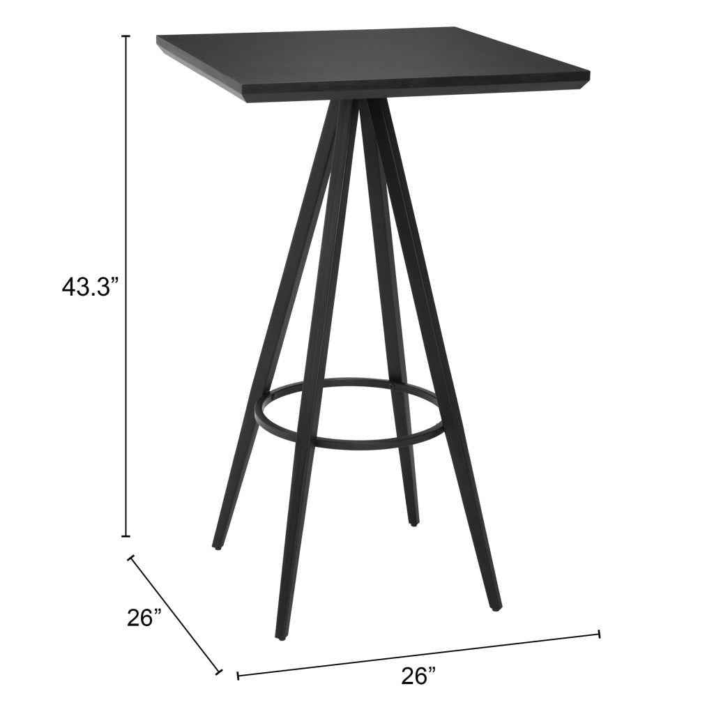 26" Black Wood Square Bar Table