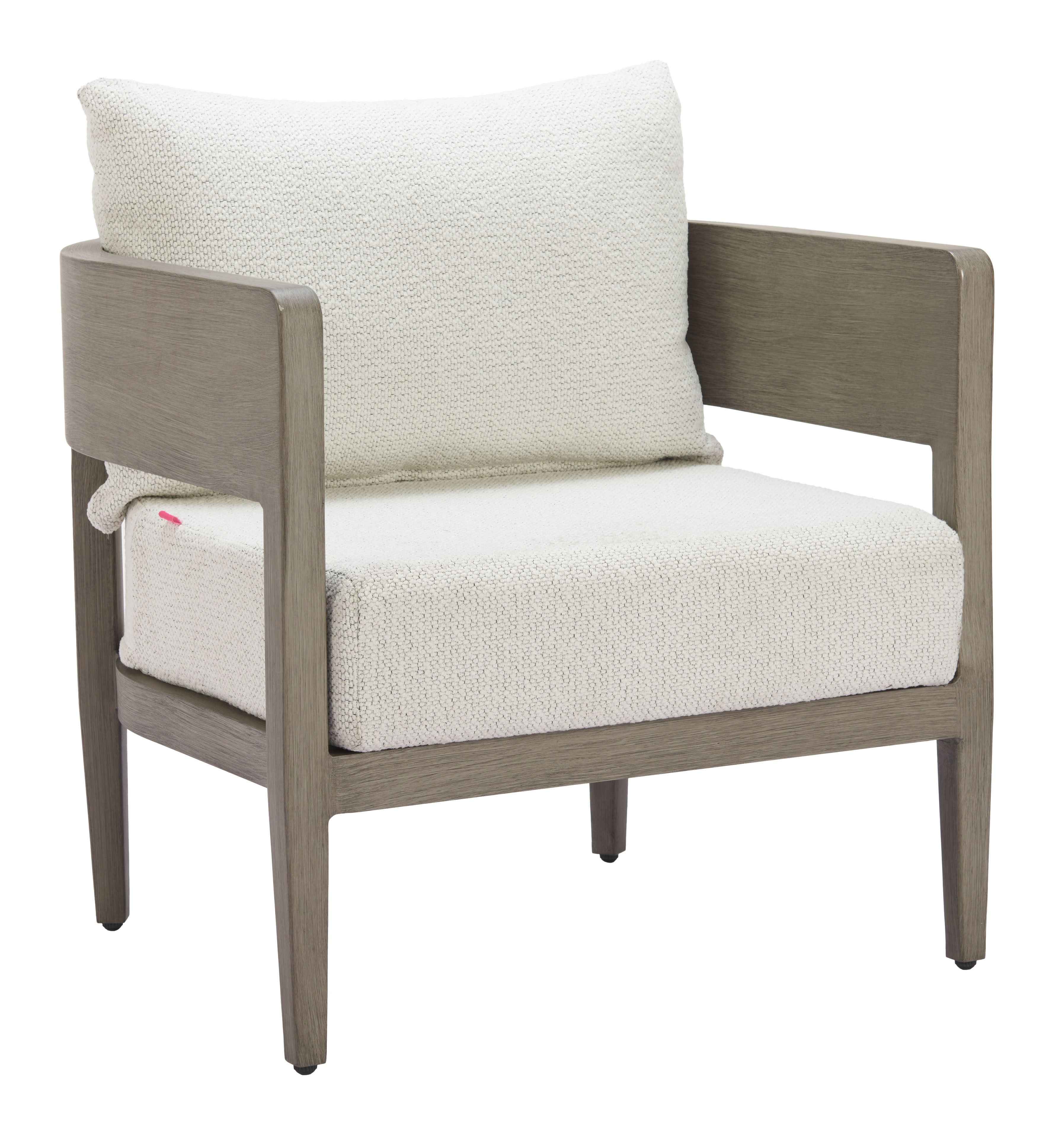 28" Beige Upholstered Arm Chair