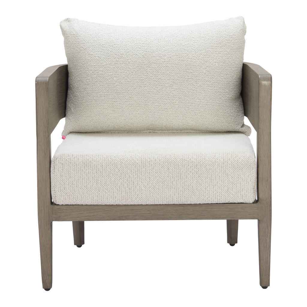 28" Beige Upholstered Arm Chair