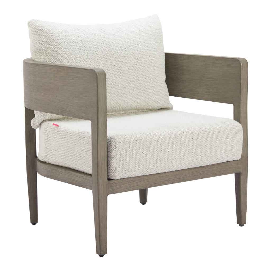 28" Beige Upholstered Arm Chair