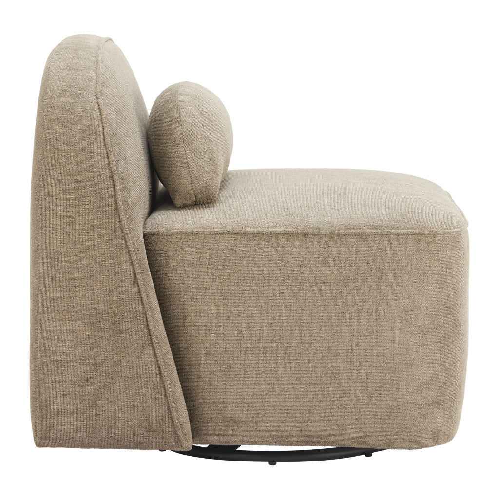 32" Brown Upholstered Swivel Side Chair