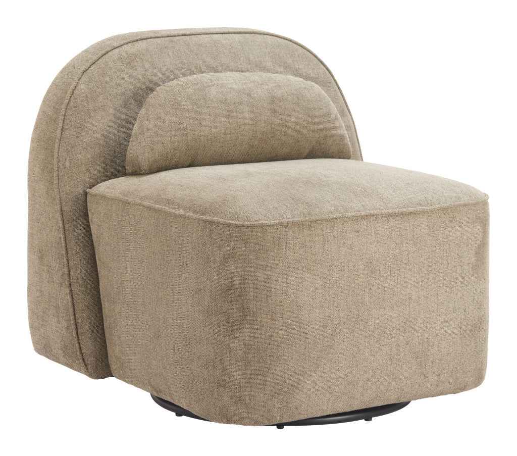 32" Brown Upholstered Swivel Side Chair