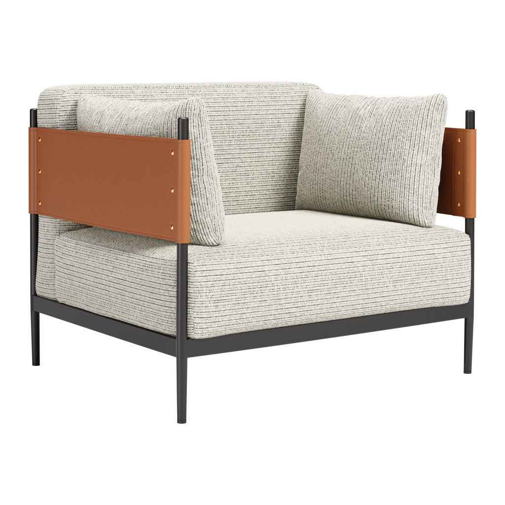 34" Gray Upholstered Arm Chair