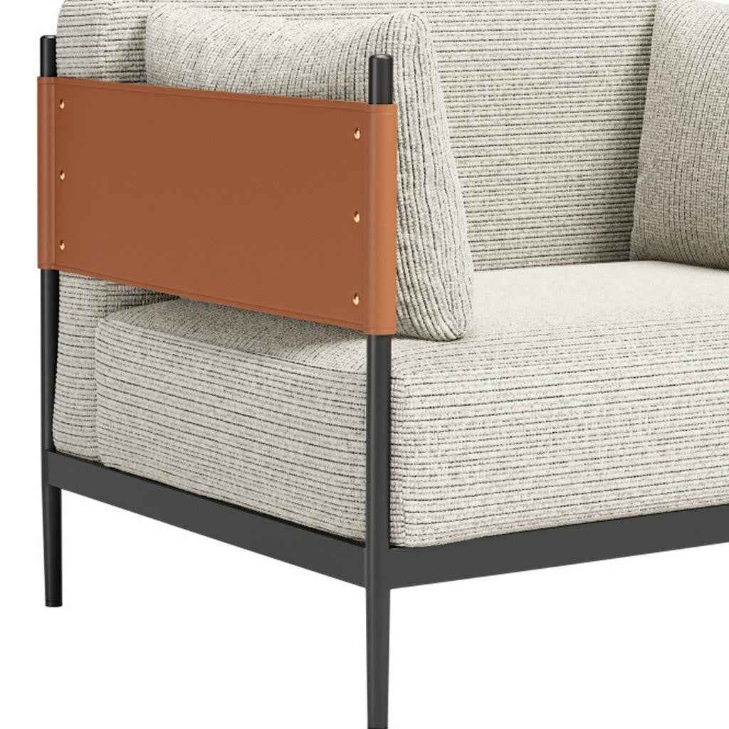 34" Gray Upholstered Arm Chair