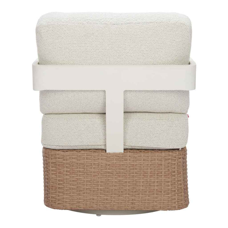 26" White Upholstered Swivel Arm Chair