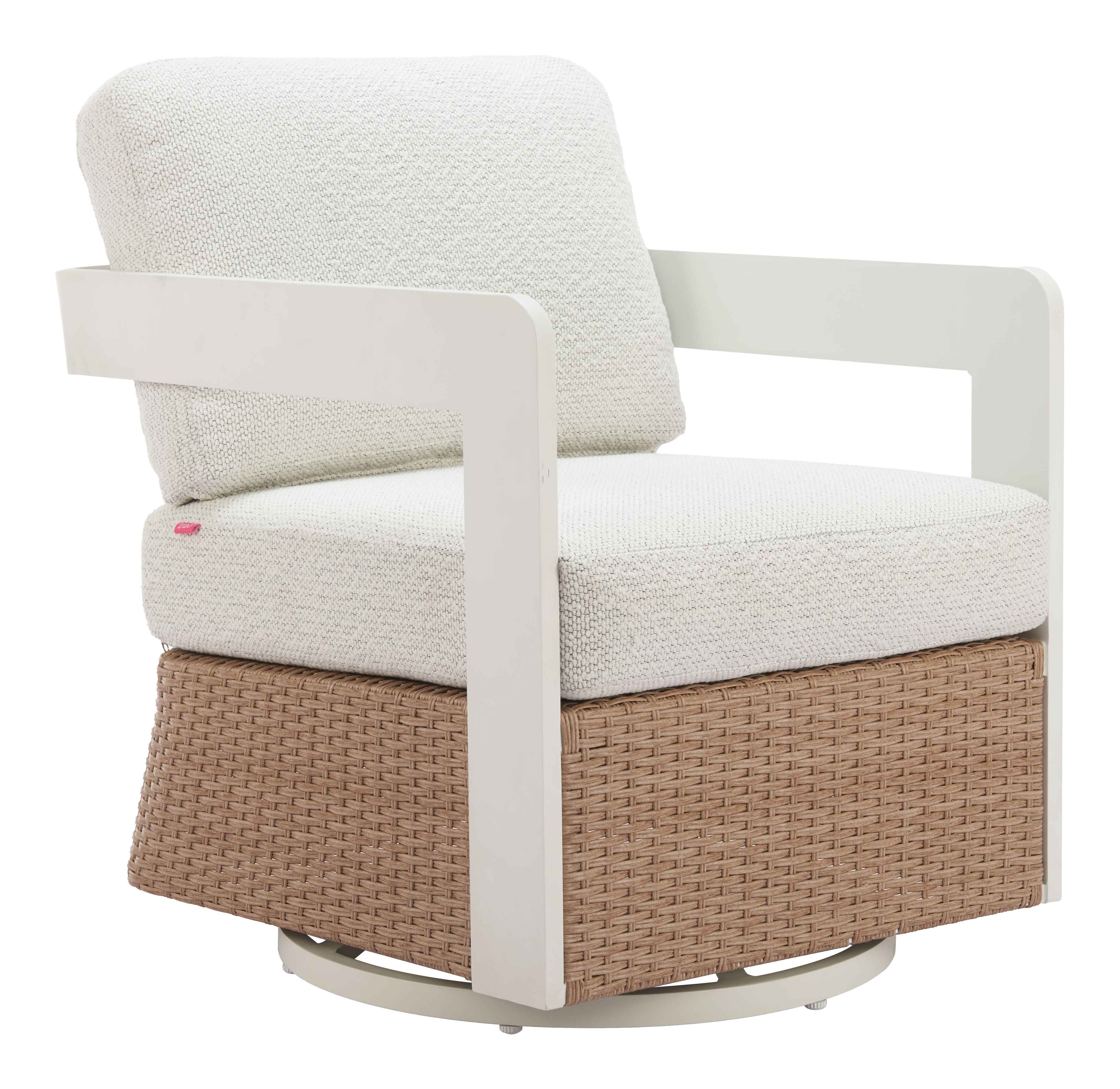 26" White Upholstered Swivel Arm Chair