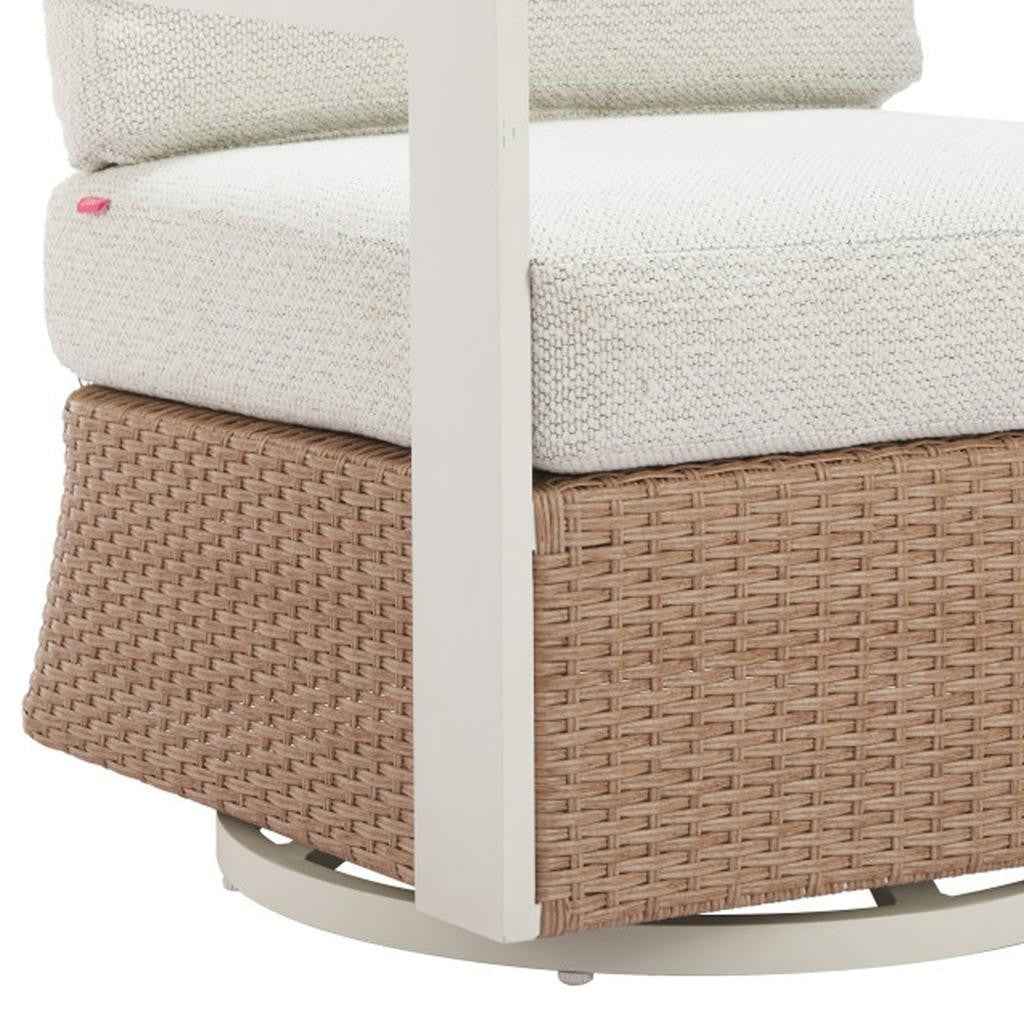 26" White Upholstered Swivel Arm Chair