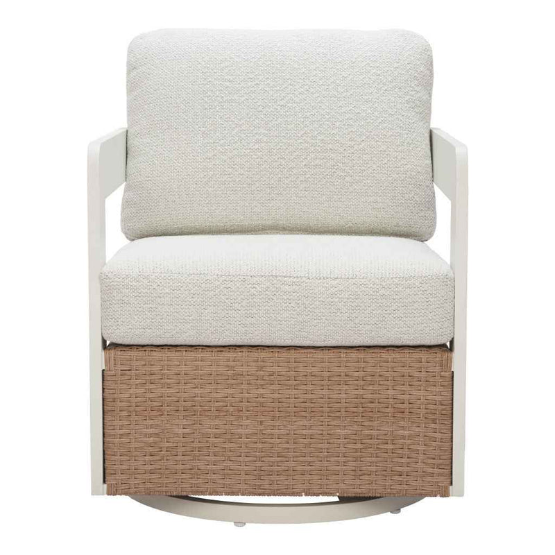 26" White Upholstered Swivel Arm Chair