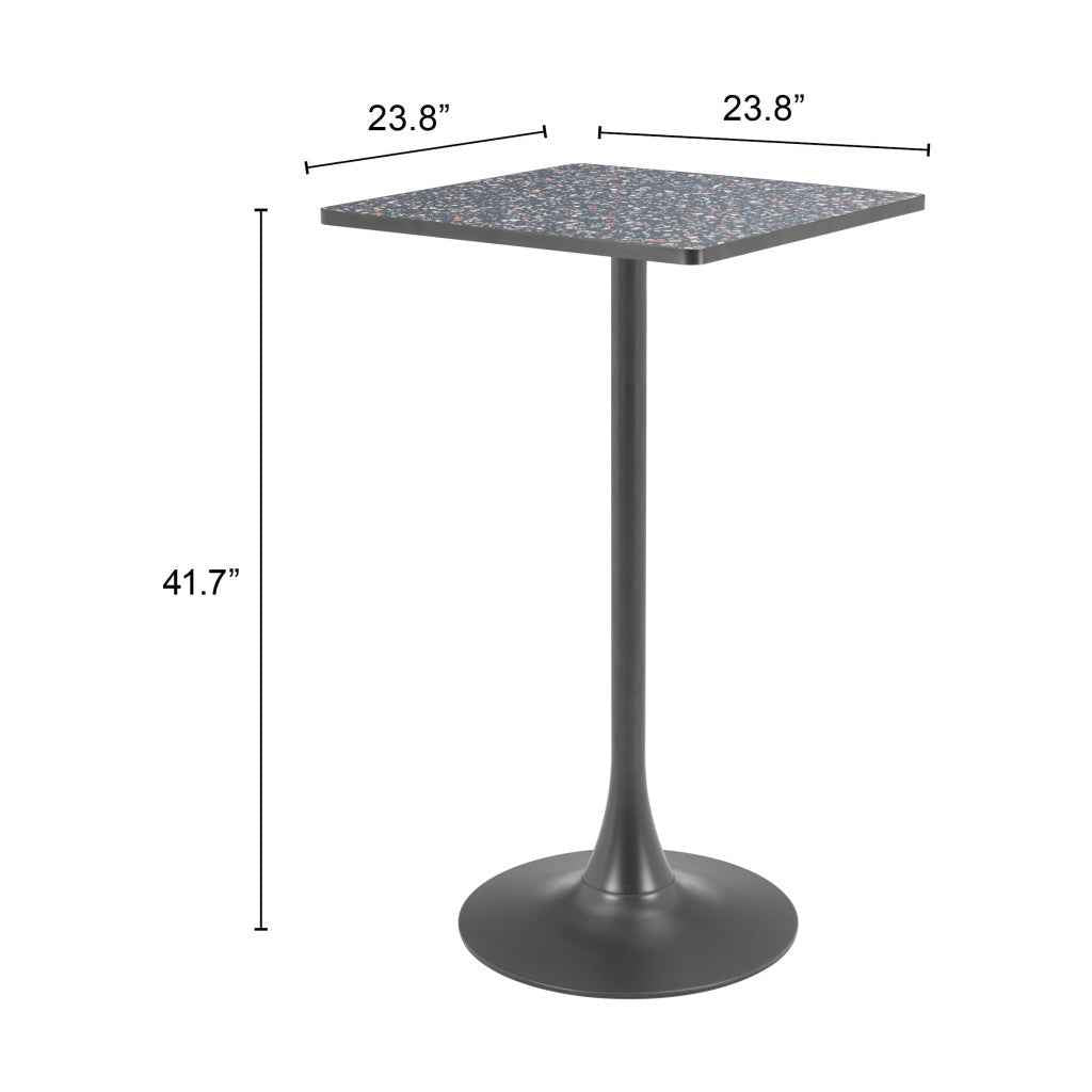 24" Black Wood Square Bar Table