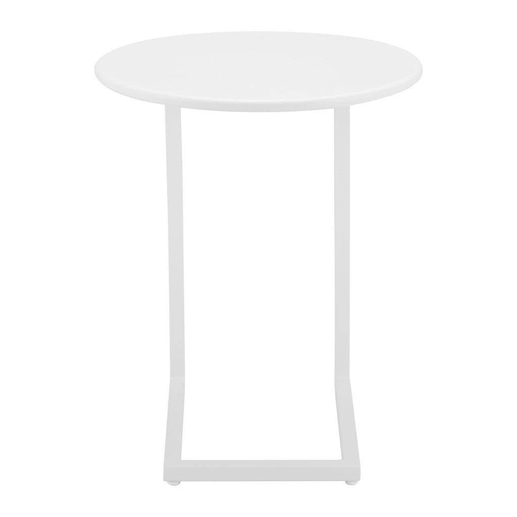 24" White Aluminum Round Pedestal End Table - GreatEagleInc