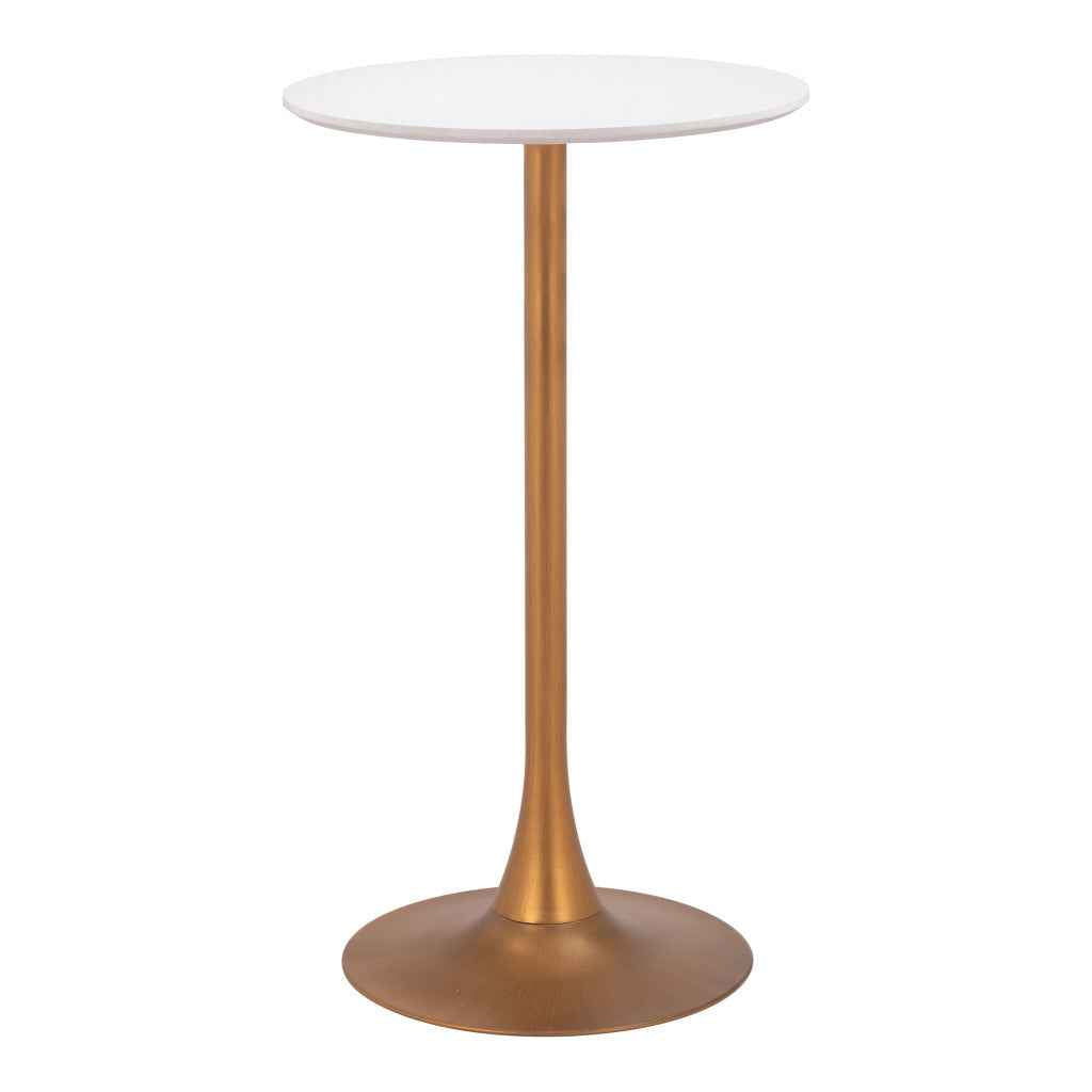 24" White Wood Rounded Bar Table