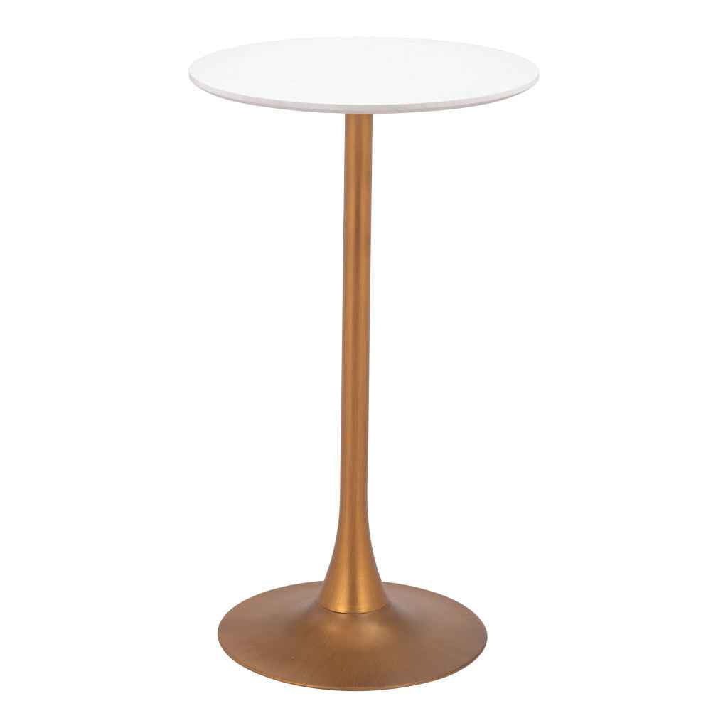 24" White Wood Rounded Bar Table