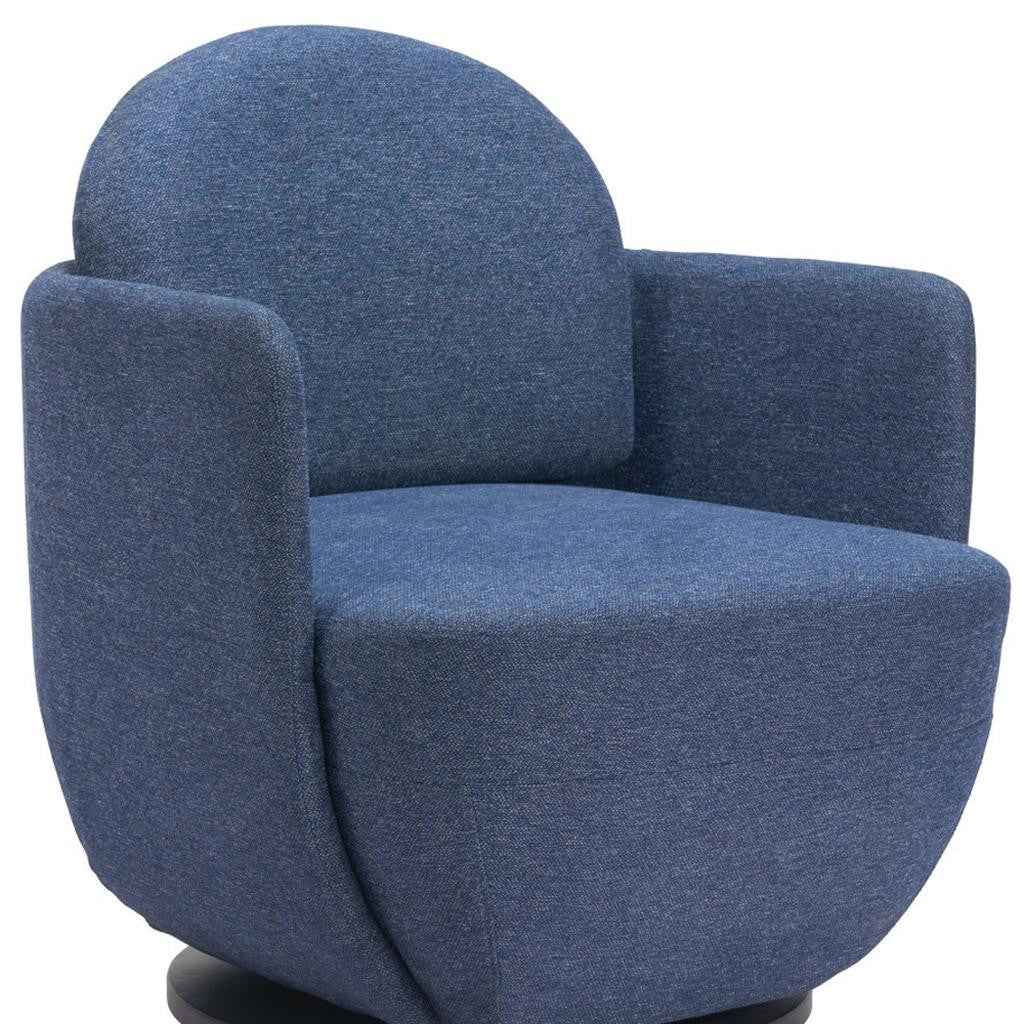 29" Blue Upholstered Swivel Arm Chair