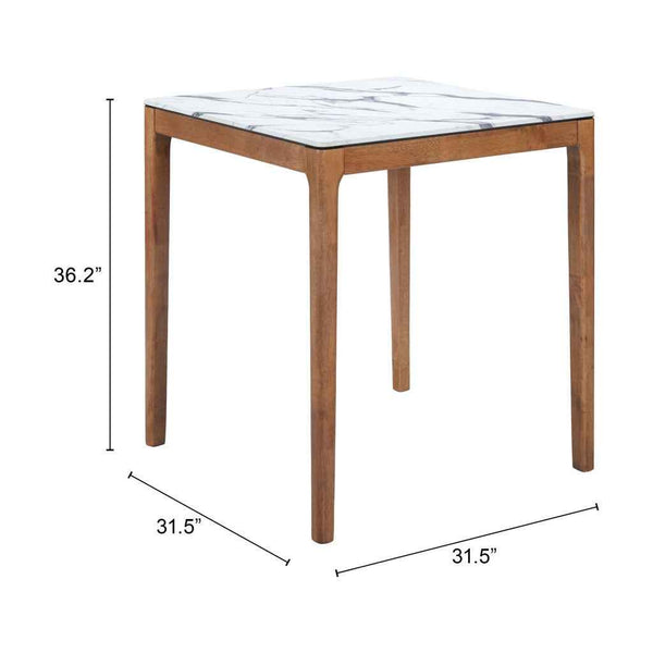 32" White Solid Wood Square Bar Table