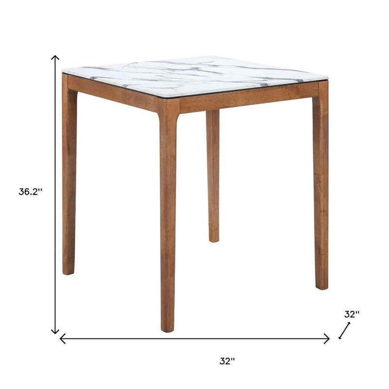 32" White Solid Wood Square Bar Table