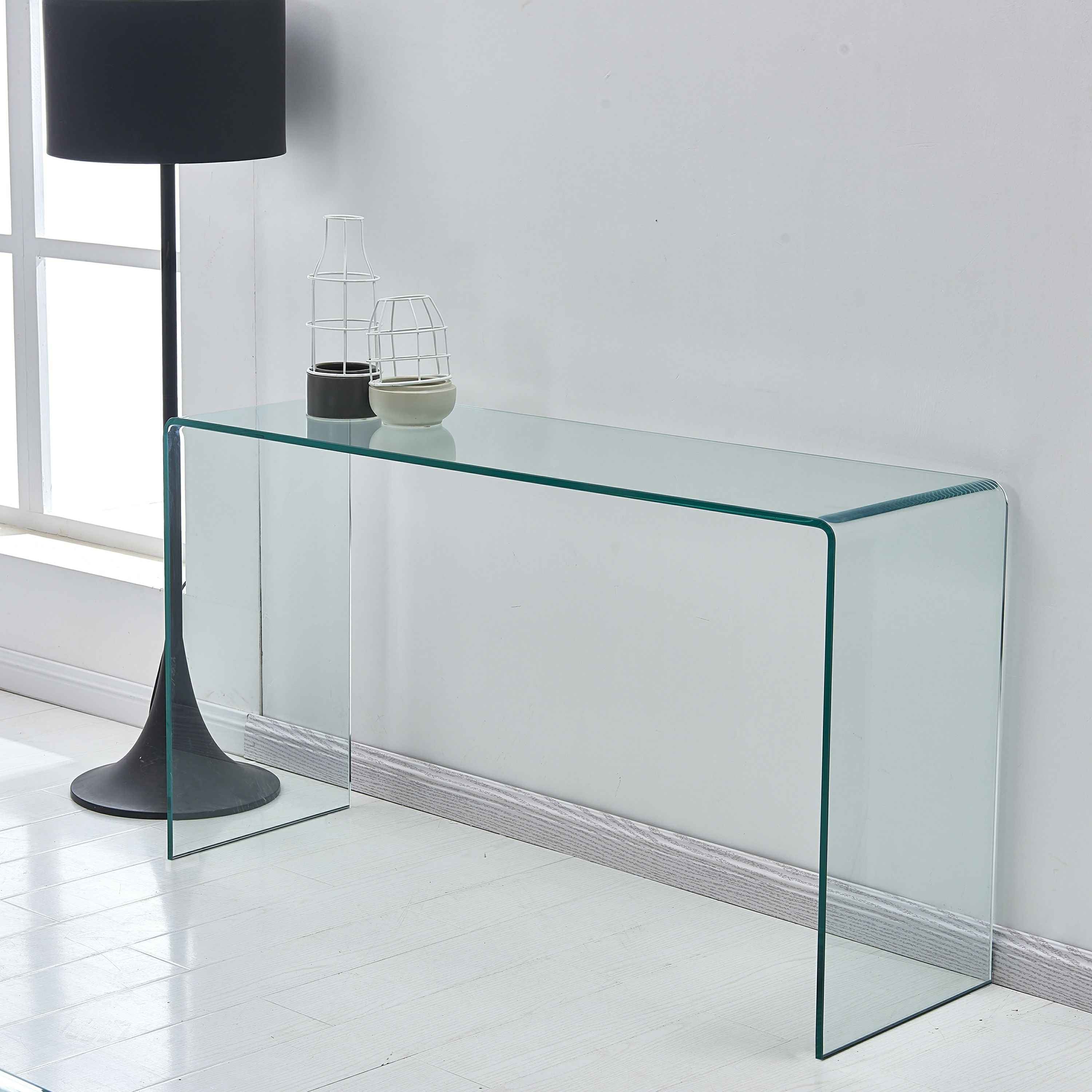 43" Clear Glass Solid Console Table