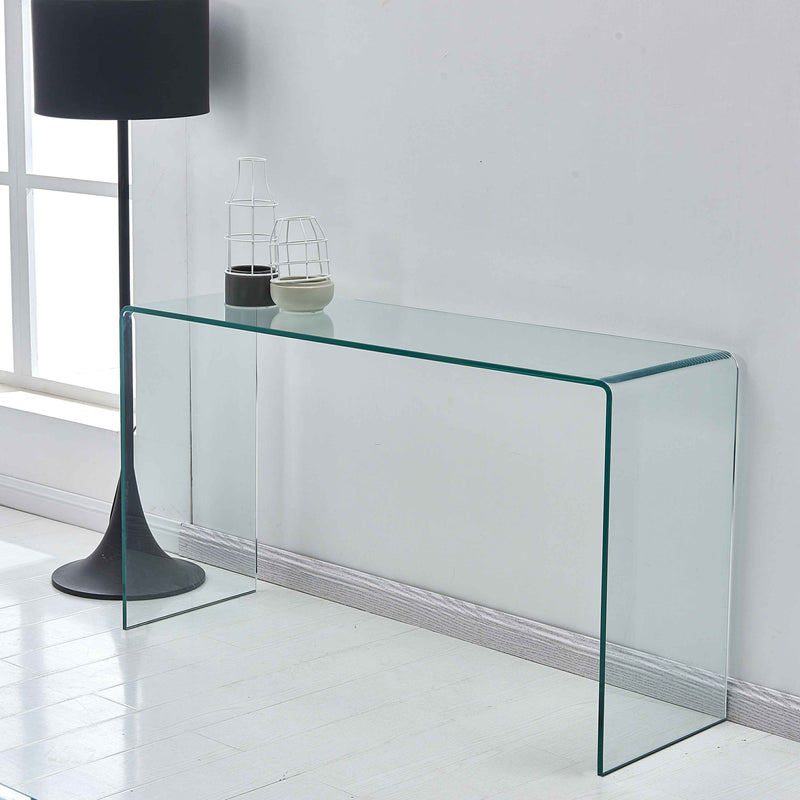 43" Clear Glass Solid Console Table