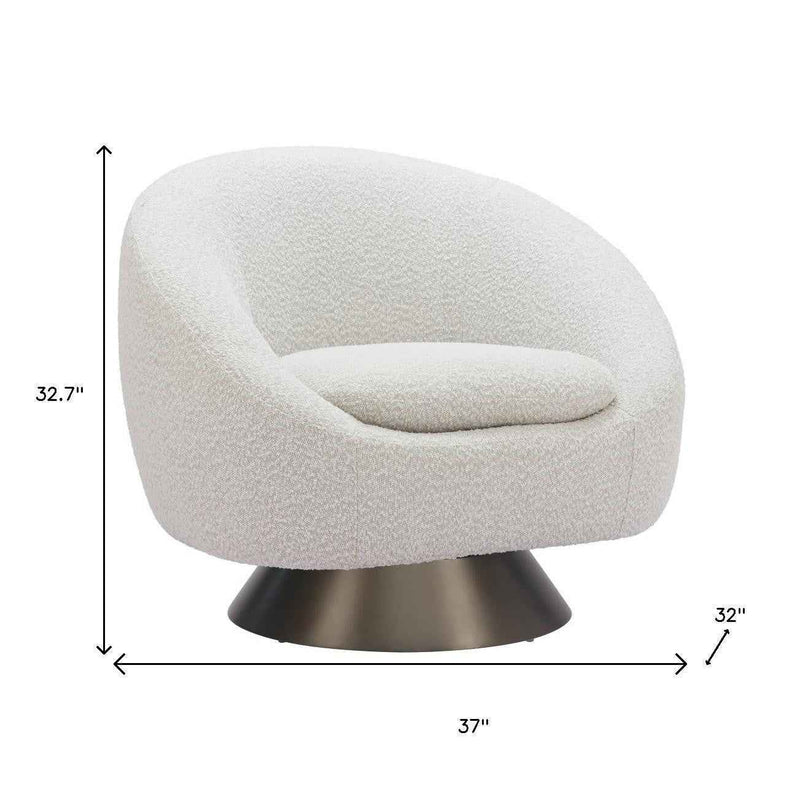 37" Gray Upholstered Swivel Arm Chair