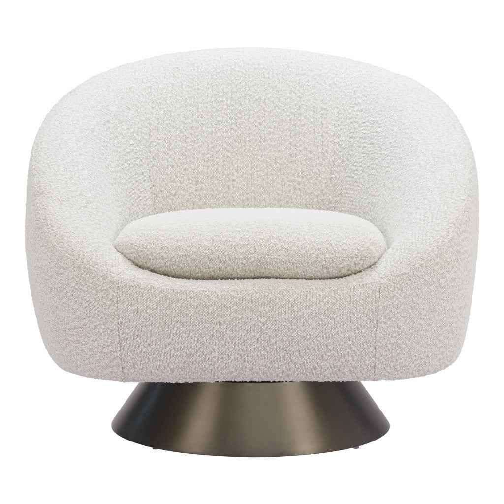 37" Gray Upholstered Swivel Arm Chair