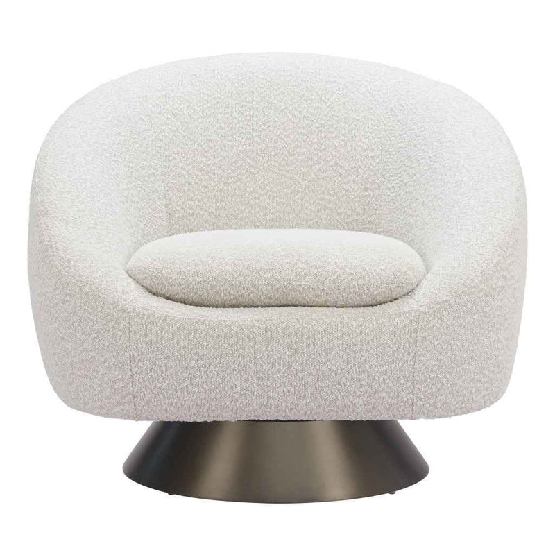 37" Gray Upholstered Swivel Arm Chair