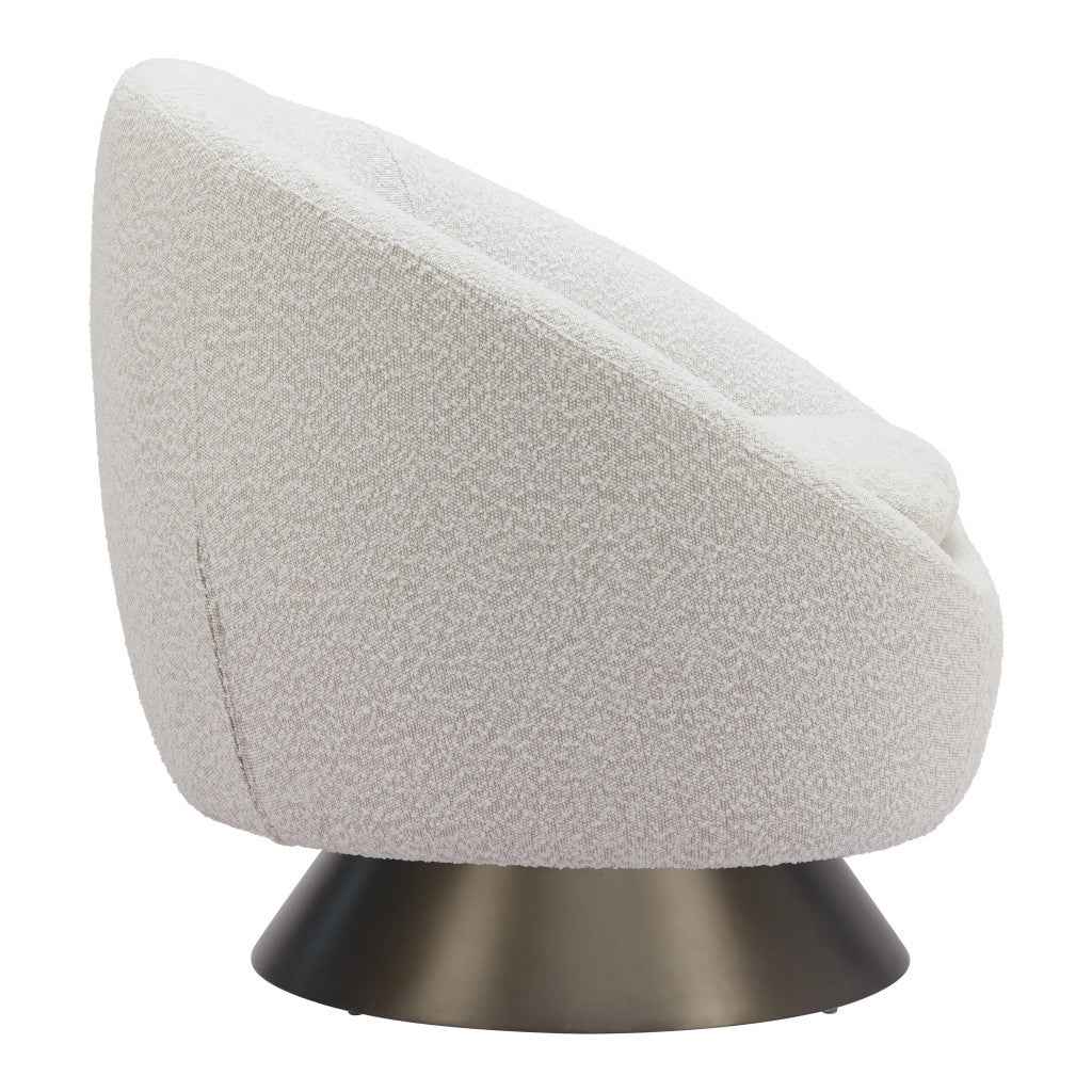 37" Gray Upholstered Swivel Arm Chair