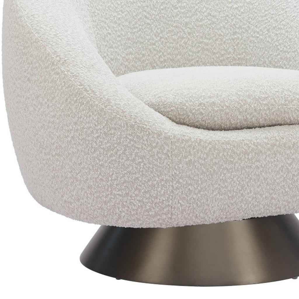 37" Gray Upholstered Swivel Arm Chair