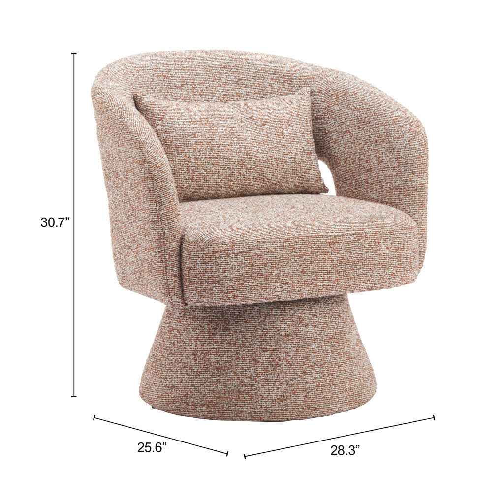 29" Brown Upholstered Swivel Arm Chair