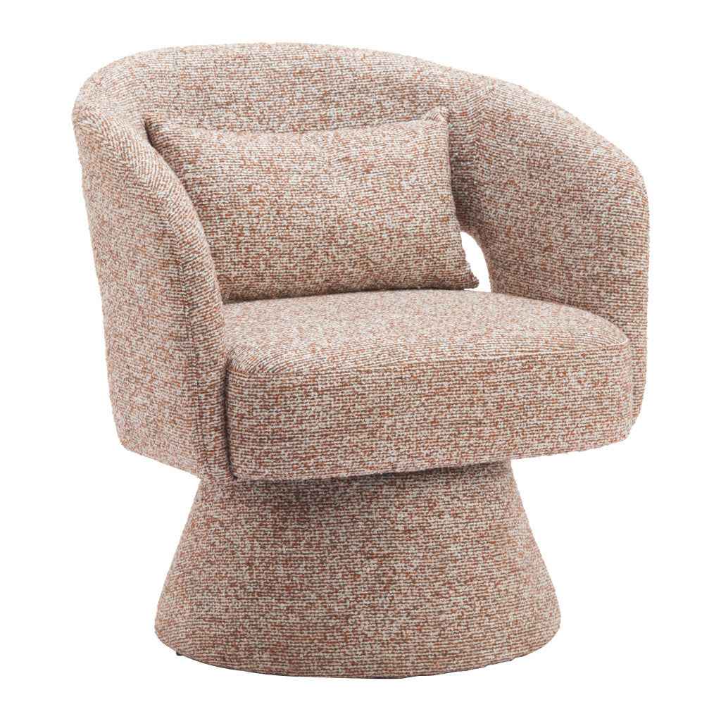29" Brown Upholstered Swivel Arm Chair