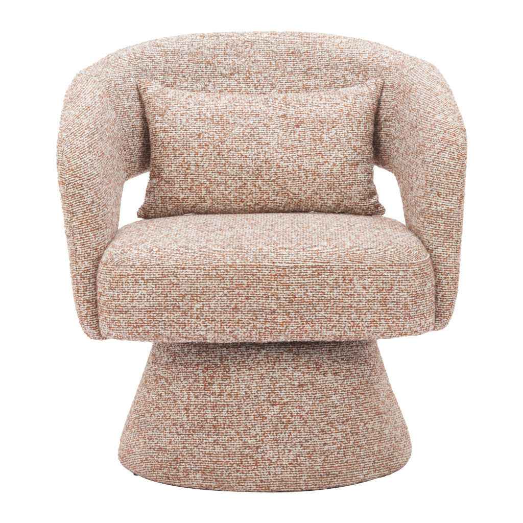 29" Brown Upholstered Swivel Arm Chair