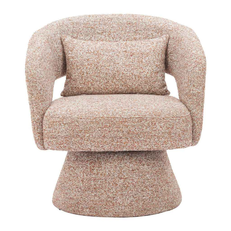 29" Brown Upholstered Swivel Arm Chair