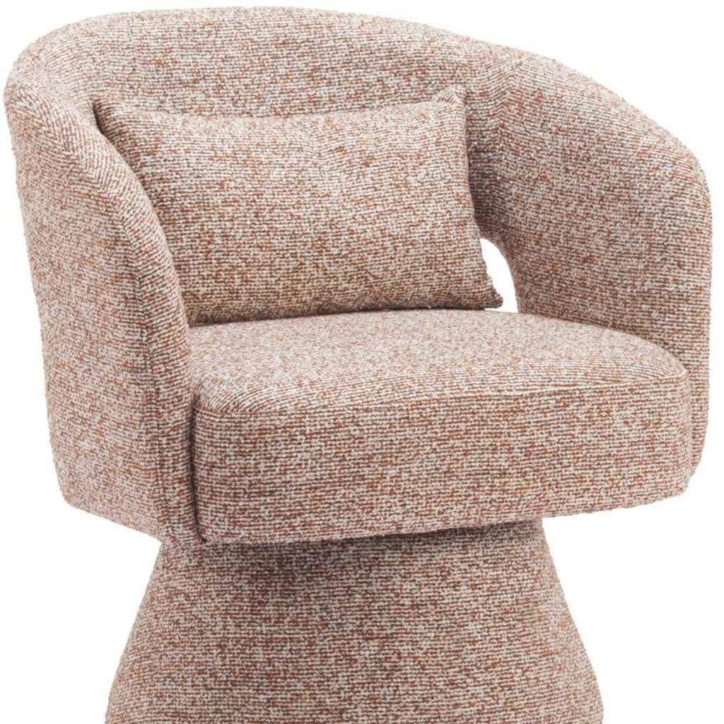 29" Brown Upholstered Swivel Arm Chair