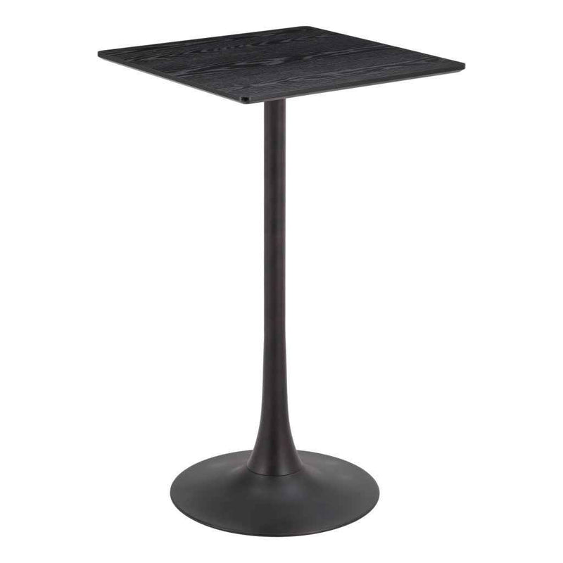24" Black Wood Square Bar Table