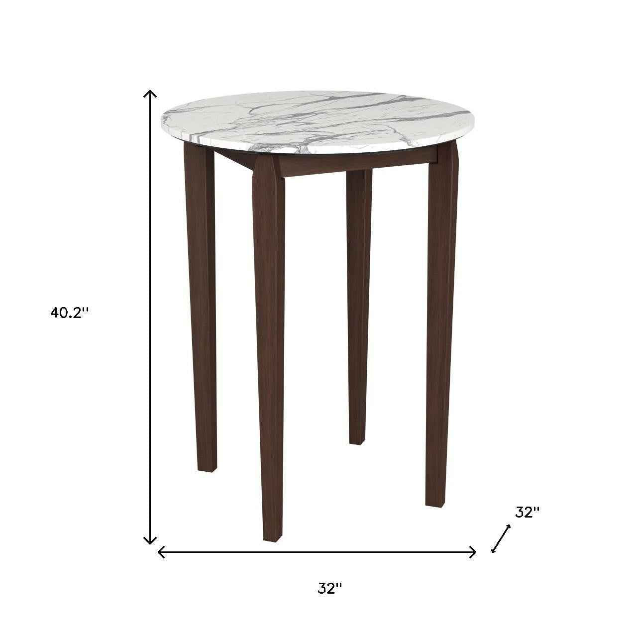 32" White Solid Wood Rounded Bar Table