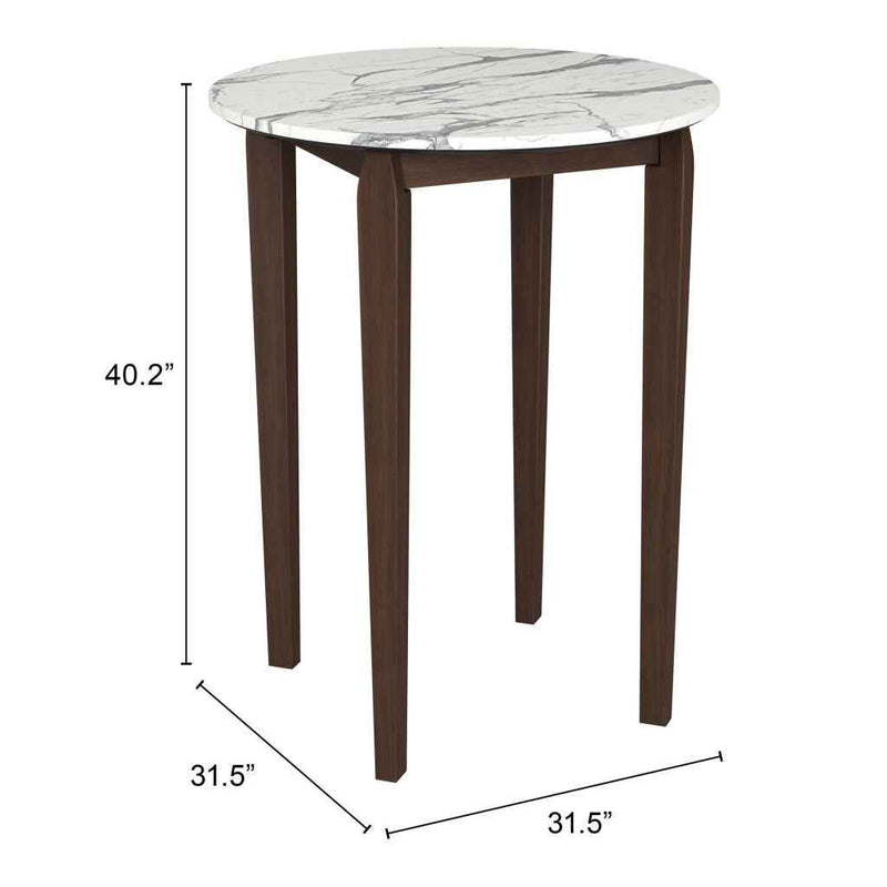32" White Solid Wood Rounded Bar Table