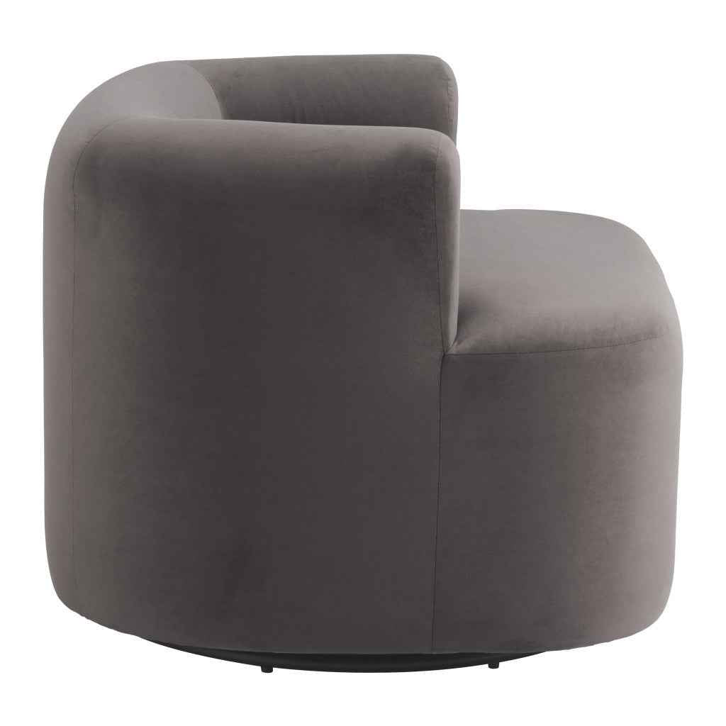 35" Gray Upholstered Swivel Arm Chair