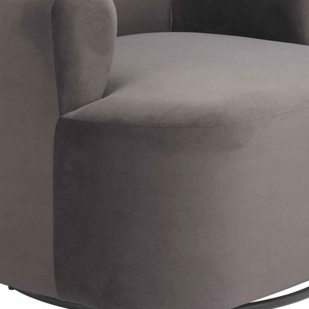 35" Gray Upholstered Swivel Arm Chair