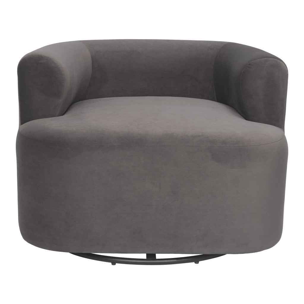 35" Gray Upholstered Swivel Arm Chair