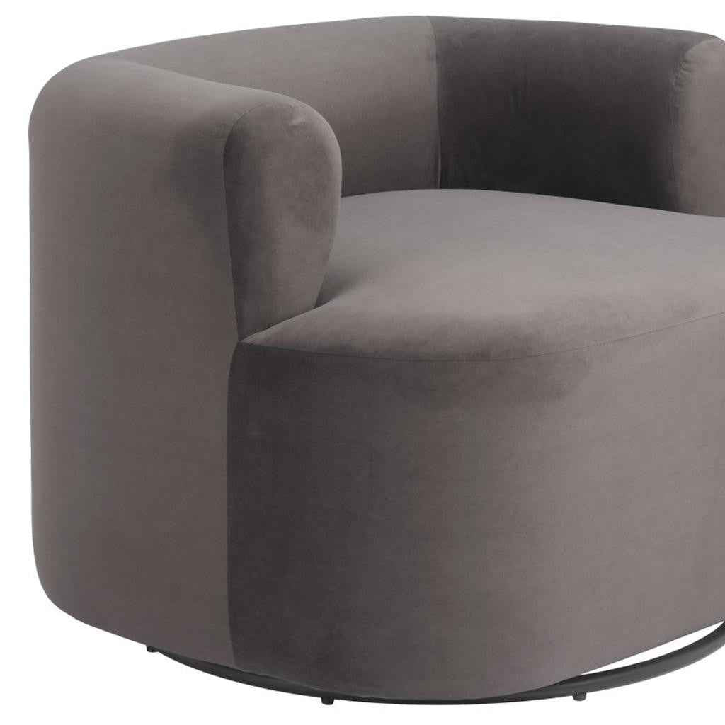 35" Gray Upholstered Swivel Arm Chair