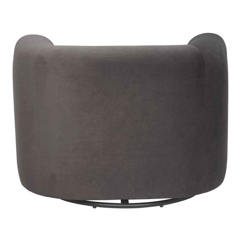 35" Gray Upholstered Swivel Arm Chair