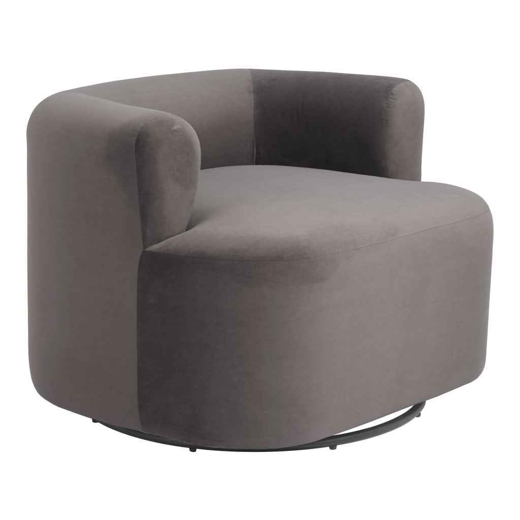35" Gray Upholstered Swivel Arm Chair